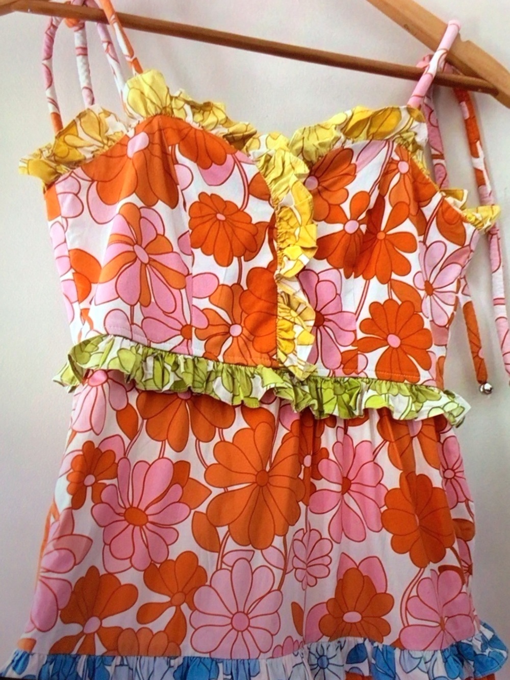 Floral Tie-Strap Sundress in Pink & Orange - Picture 6 of 13